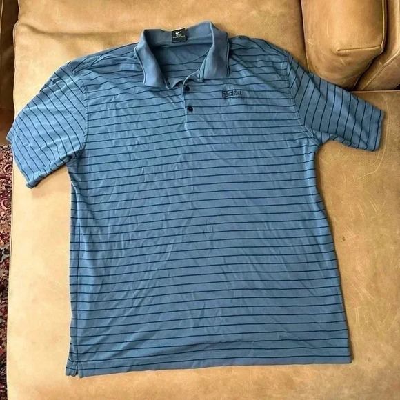 Nike Dri-Fit Golf Polo Blue And Black Striped Men’s Size XL - Picture 1 of 10